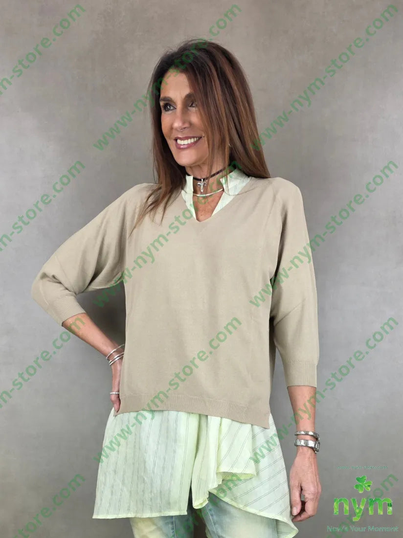 maglia in filo scollata 65vi35pa U / CAMMELLO / PE26 MAGLIA