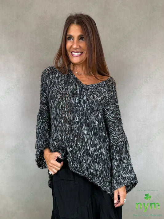 Maglia scollo V effetto tweed 57ac29pa7vi7wo - U / NERO / AI26 - MAGLIA