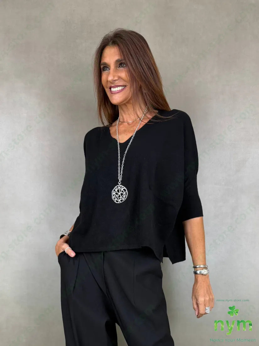 Maglia scollo V senza cuciture 50vi27pl23pa - U / NERO / AI26 - MAGLIA