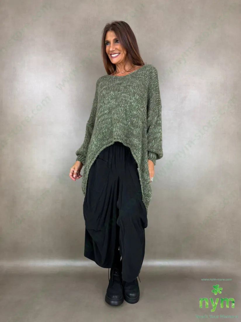 Maglia superover scollo a V effetto tweed 38ac29pa14pl12wp7wo - MAGLIA