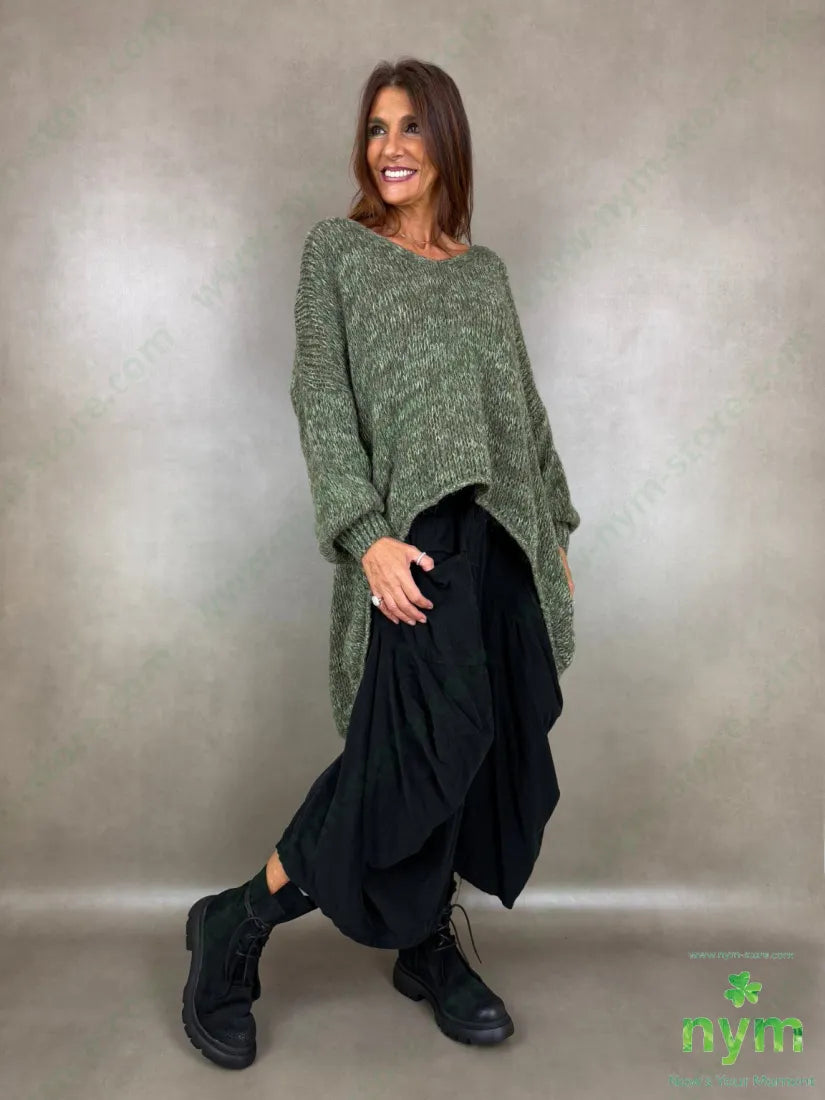 Maglia superover scollo a V effetto tweed 38ac29pa14pl12wp7wo - MAGLIA