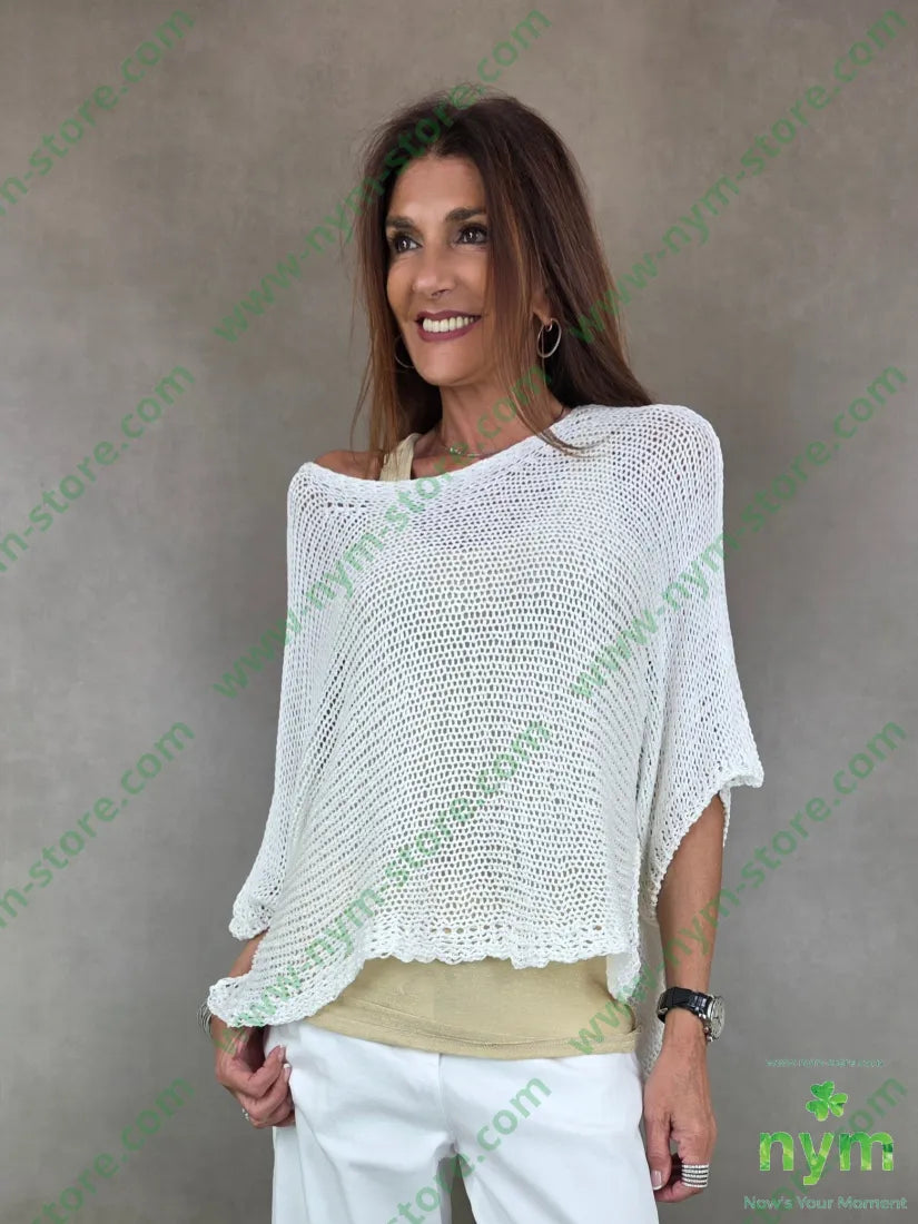 maglia tricot manica corta a scatola 80vi20of - U / PANNA / PE26 - MAGLIA