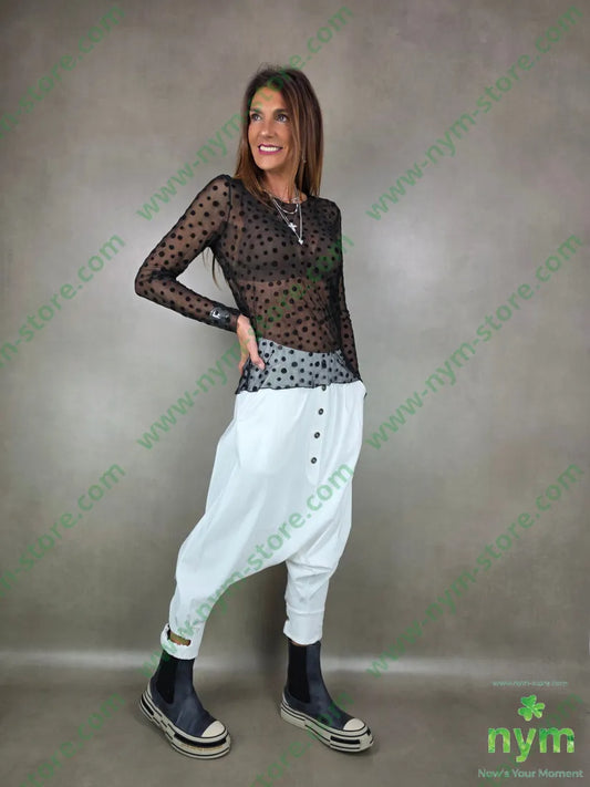 maglia tulle pois 95pl5ea U / NERO / AI25 MAGLIA