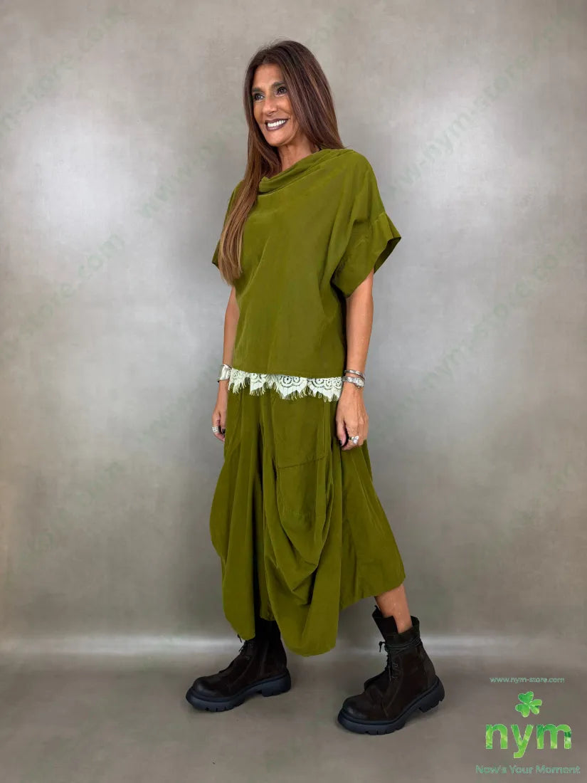 Maglia velluto a costina mezza manica 100co - U / OLIO / AI26 - MAGLIA