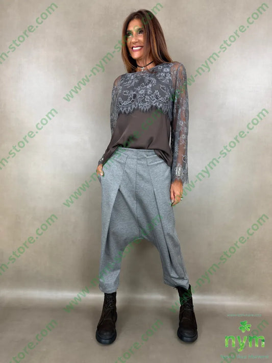 pant con cavallo b cuciture punto milano g 60vi35pa5ea - U / GRIGIO C. / AI26 - PANTALONE