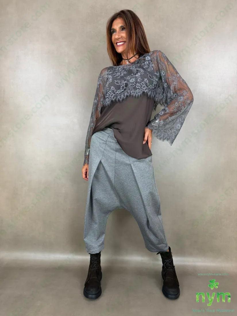 pant con cavallo b cuciture punto milano g 60vi35pa5ea - U / GRIGIO C. / AI26 - PANTALONE