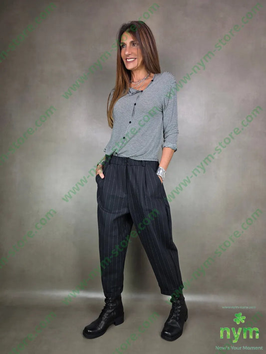 pant gessato pinces gamba 69co26pl5af U / NERO / AI25 PANTALONE