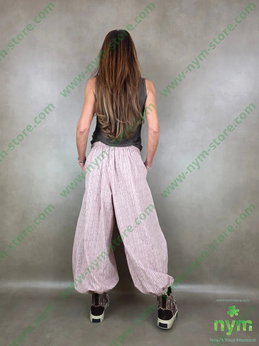 panta gessato a tratti ela fondo 97co3ea - U / ROSA / PE26 - PANTALONE