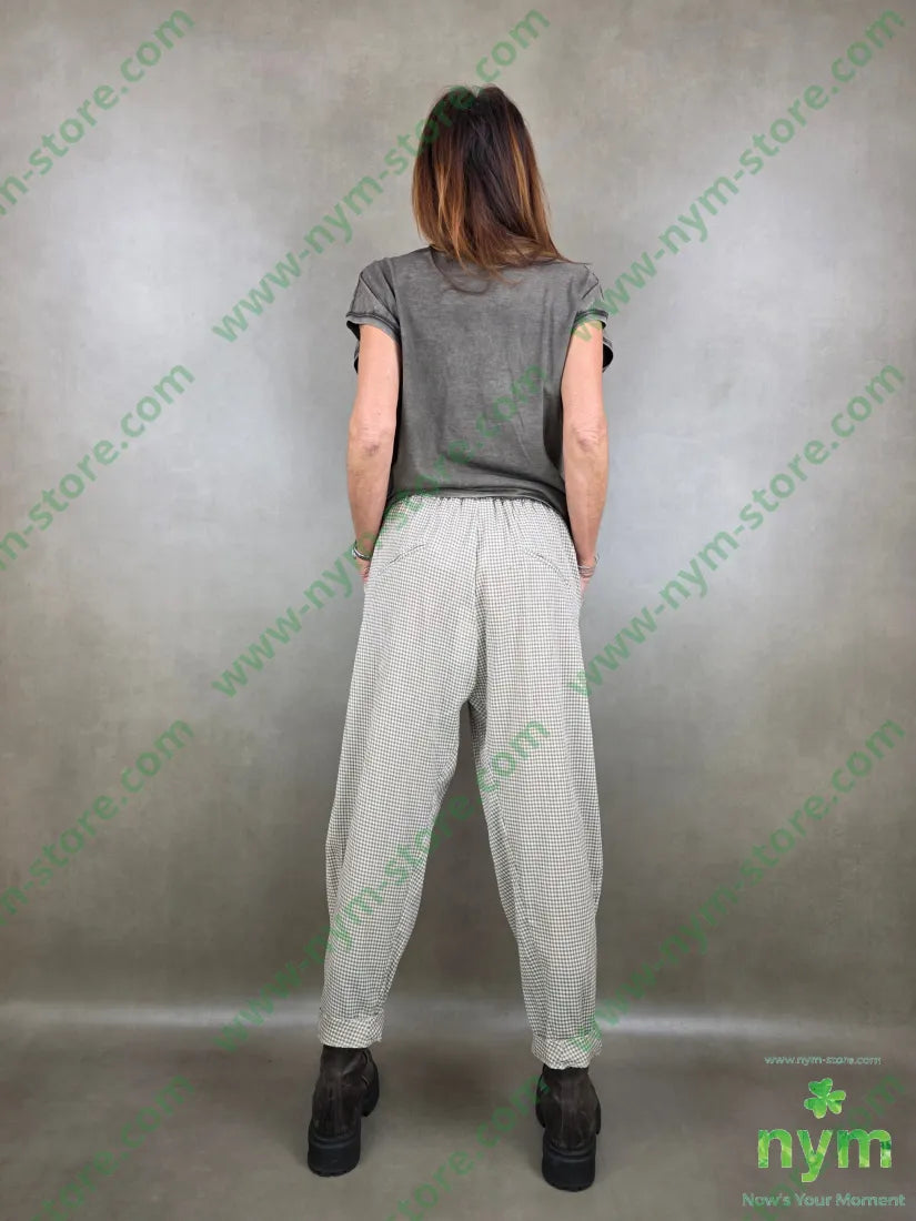 panta tessuto vichy cotone imbuto 100co PANTALONE