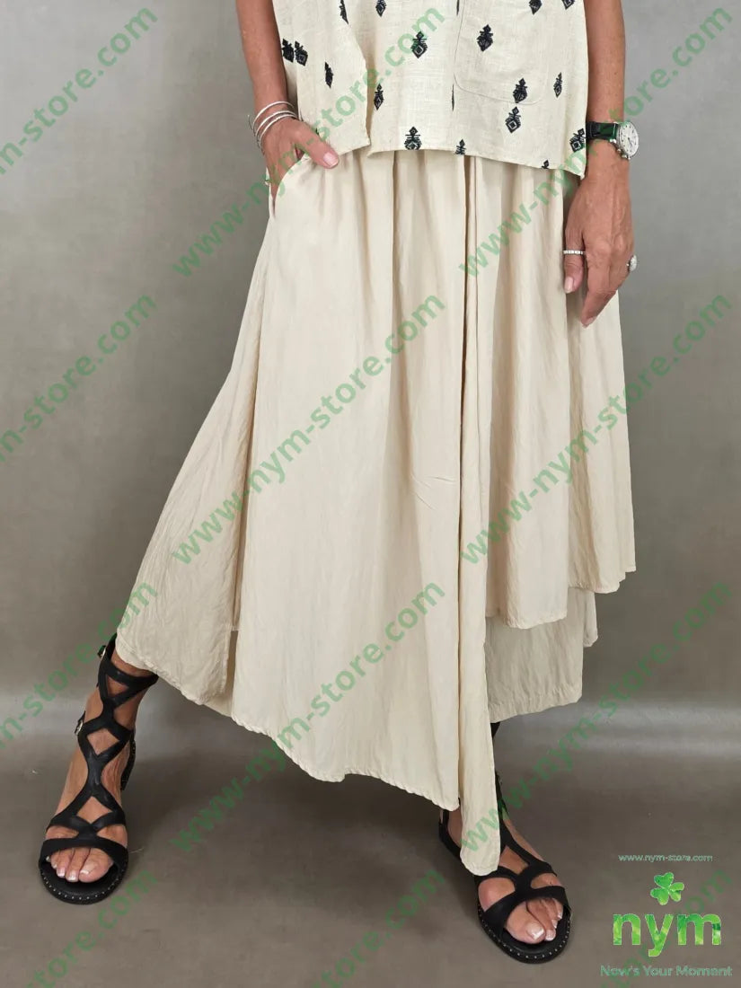 pantagonna a ruota tessuto grinza 75vi25ny - PANTALONE