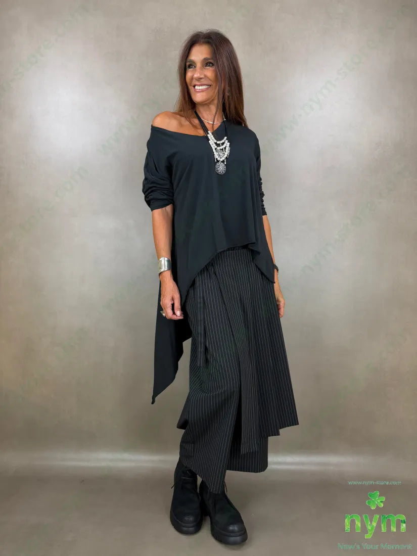 pantagonna gessata pannello pieghe 64pl33vi3ea - U / NERO / AI26 - PANTALONE