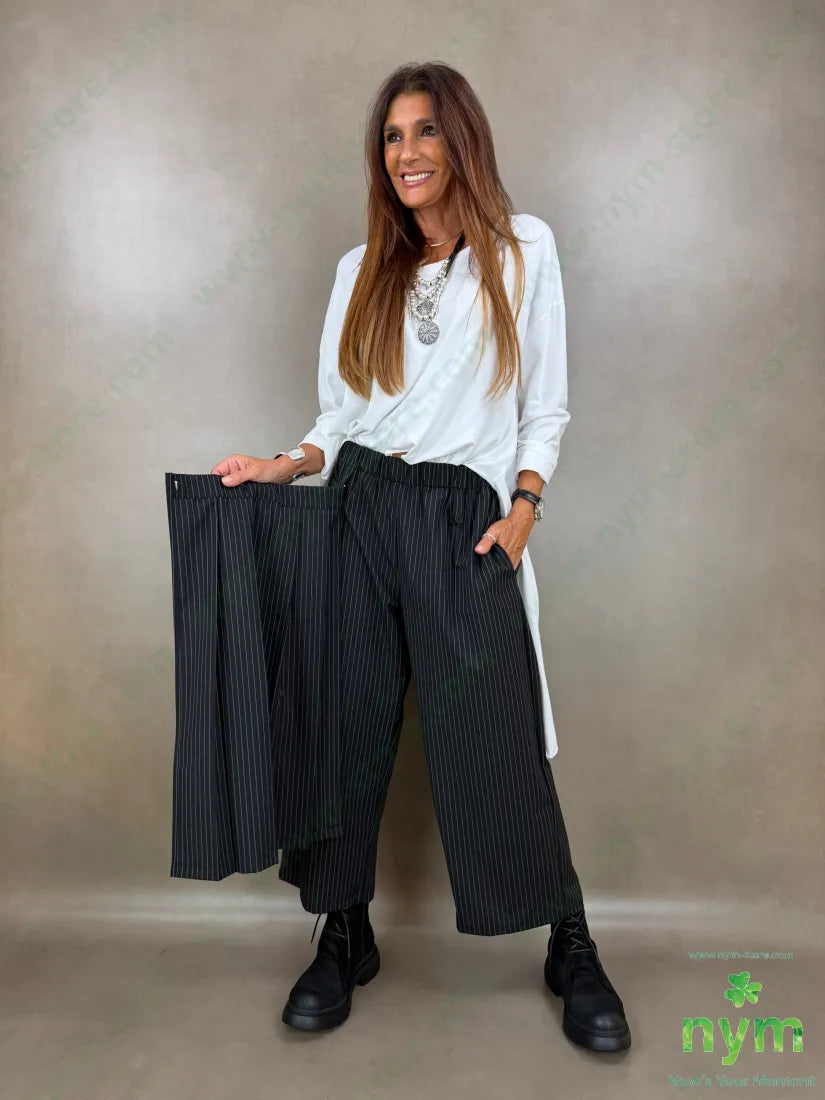 pantagonna gessata pannello pieghe 64pl33vi3ea - U / NERO / AI26 - PANTALONE