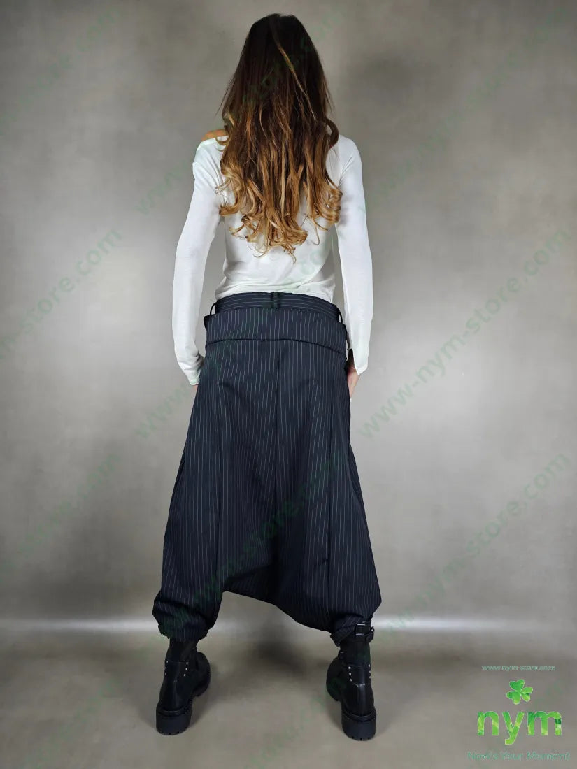 pantagonna gessato con baschina 93pa6ea1pl U / NERO / AI25 PANTALONE