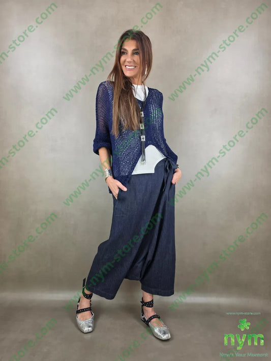 pantagonna in denim scuro 67co18li15vi - PANTALONE