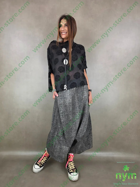 pantagonna misto lino fantasia astratta 75co21li4vi - U / GRIGIO C. / PE26 - PANTALONE