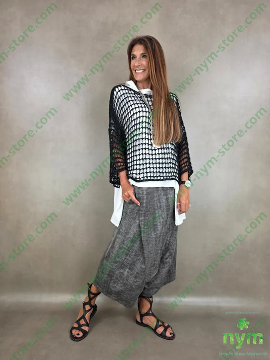pantagonna misto lino fantasia astratta 75co21li4vi - U / GRIGIO C. / PE26 - PANTALONE