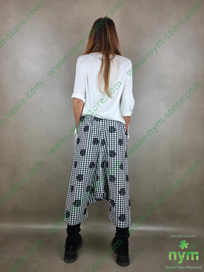 pantagonna quadro rose 100co U / NERO / PE26 PANTALONE
