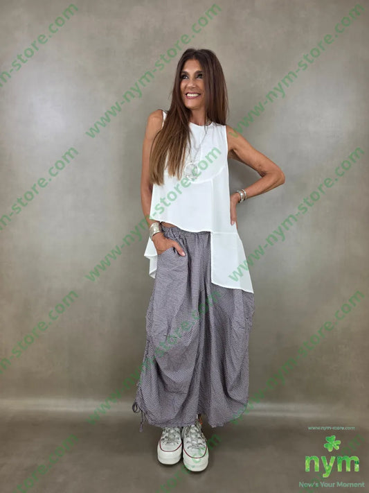 pantagonna vichy con coulisse 55co45pl - U / BORDO / PE26 - PANTALONE