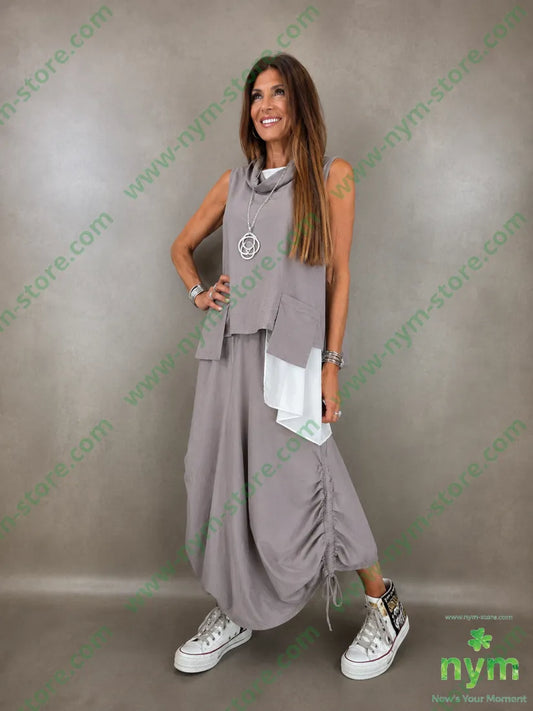 pantagonna vichy con coulisse 55co45pl - PANTALONE