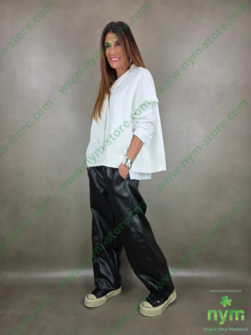 pantalone ballon finta pelle 55vi45pu U / NERO / PE26 PANTALONE