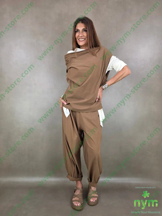 pantalone bengalina pinces polso 79vi12ny2ea - U / TABACCO / PE26 - PANTALONE