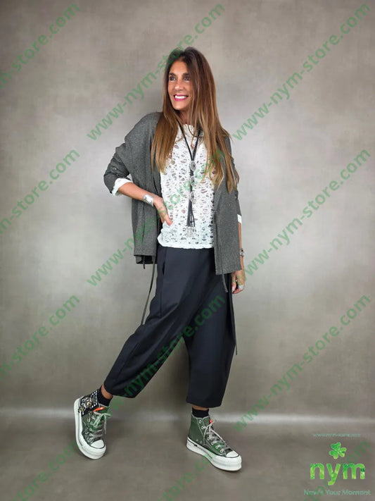 pantalone cavallo basso piega piatta 76pl22vi2ea PANTALONE