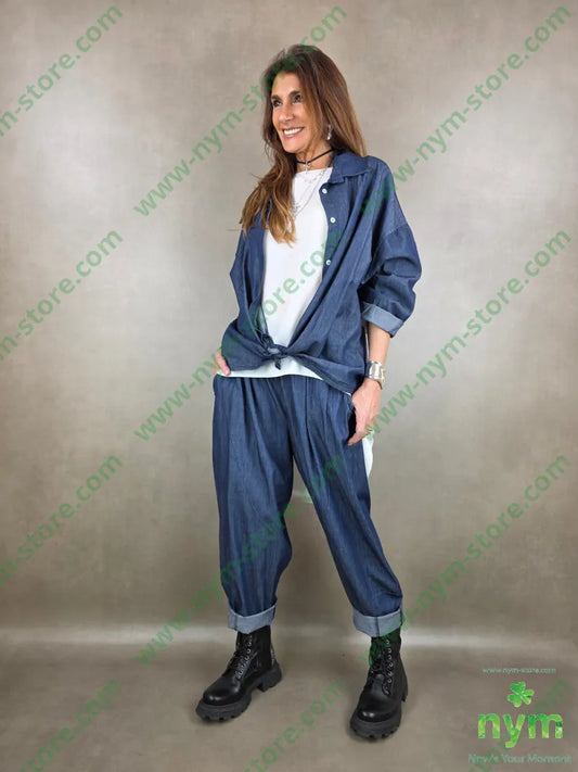 pantalone chambray piu cuciture 100co U / DENIM / PE26 PANTALONE