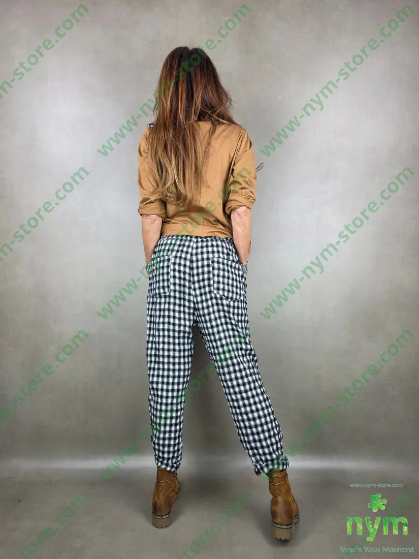 pantalone check slim 36co36pl28vi U / NERO / PE26 PANTALONE