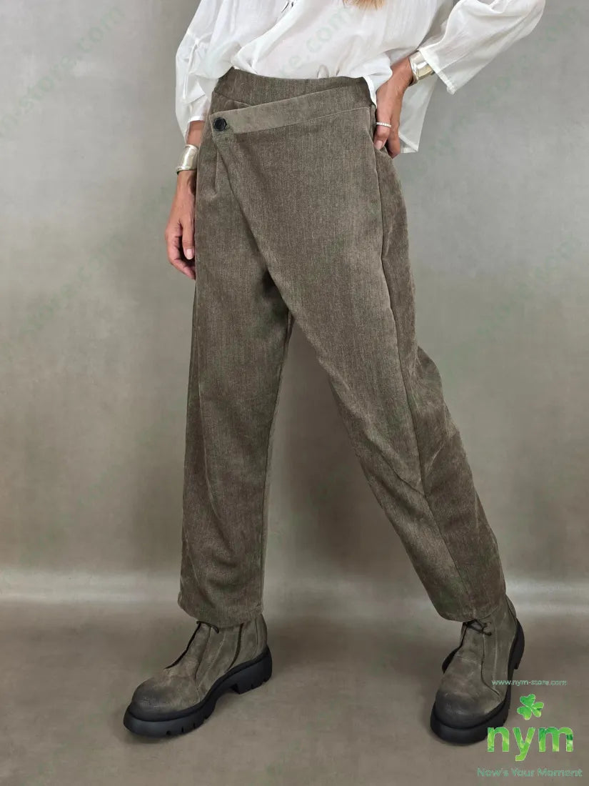 pantalone ciniglia un bottone 84pl11ly3vi2ea - PANTALONE