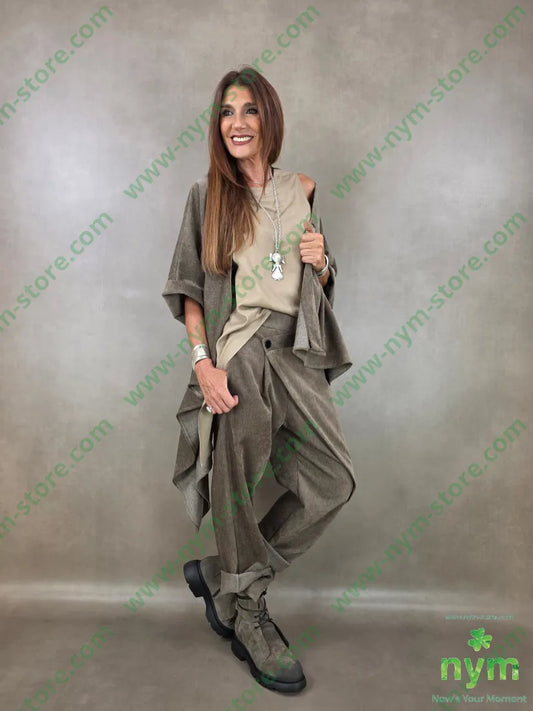 pantalone ciniglia un bottone 84pl11ly3vi2ea - PANTALONE