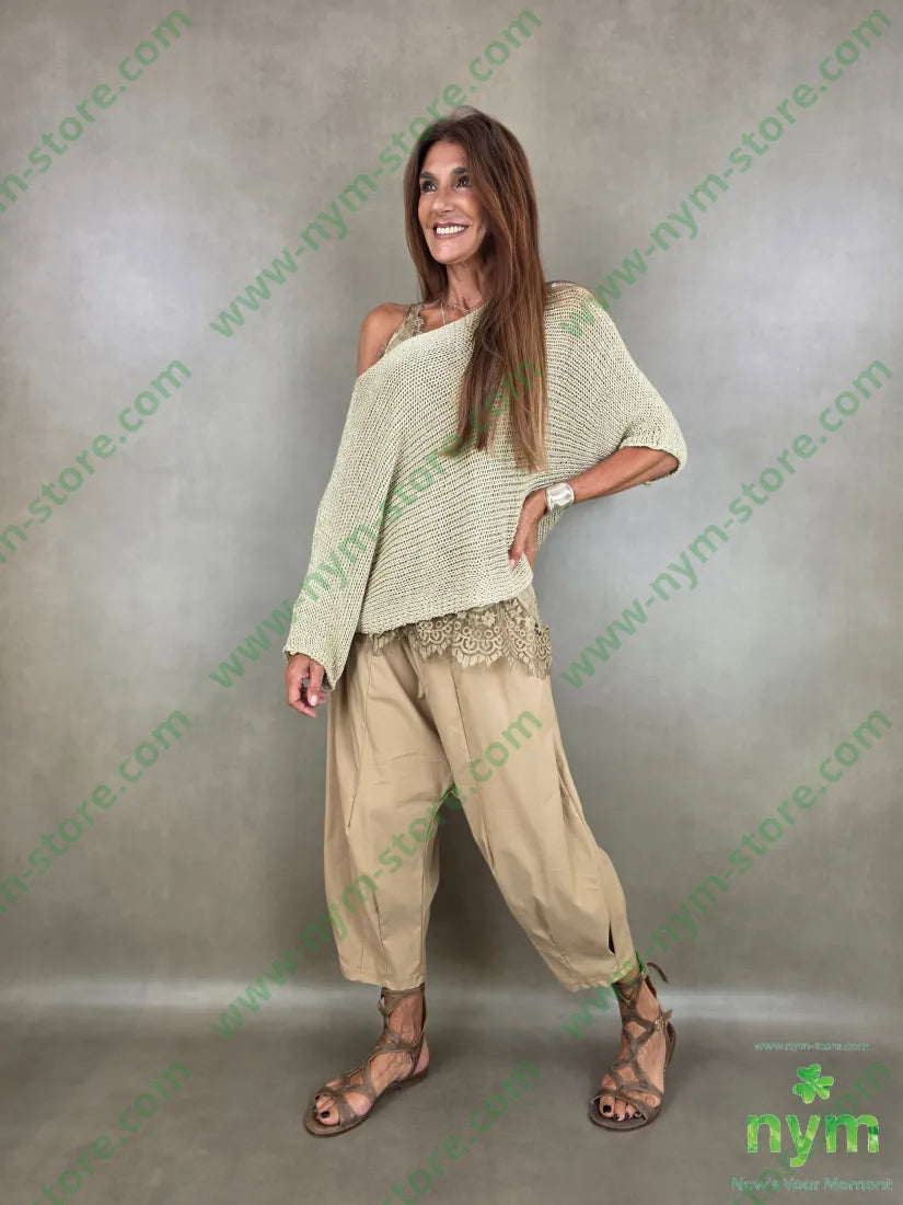 pantalone cotone ela con tasconi 71co26ny3ea - PANTALONE