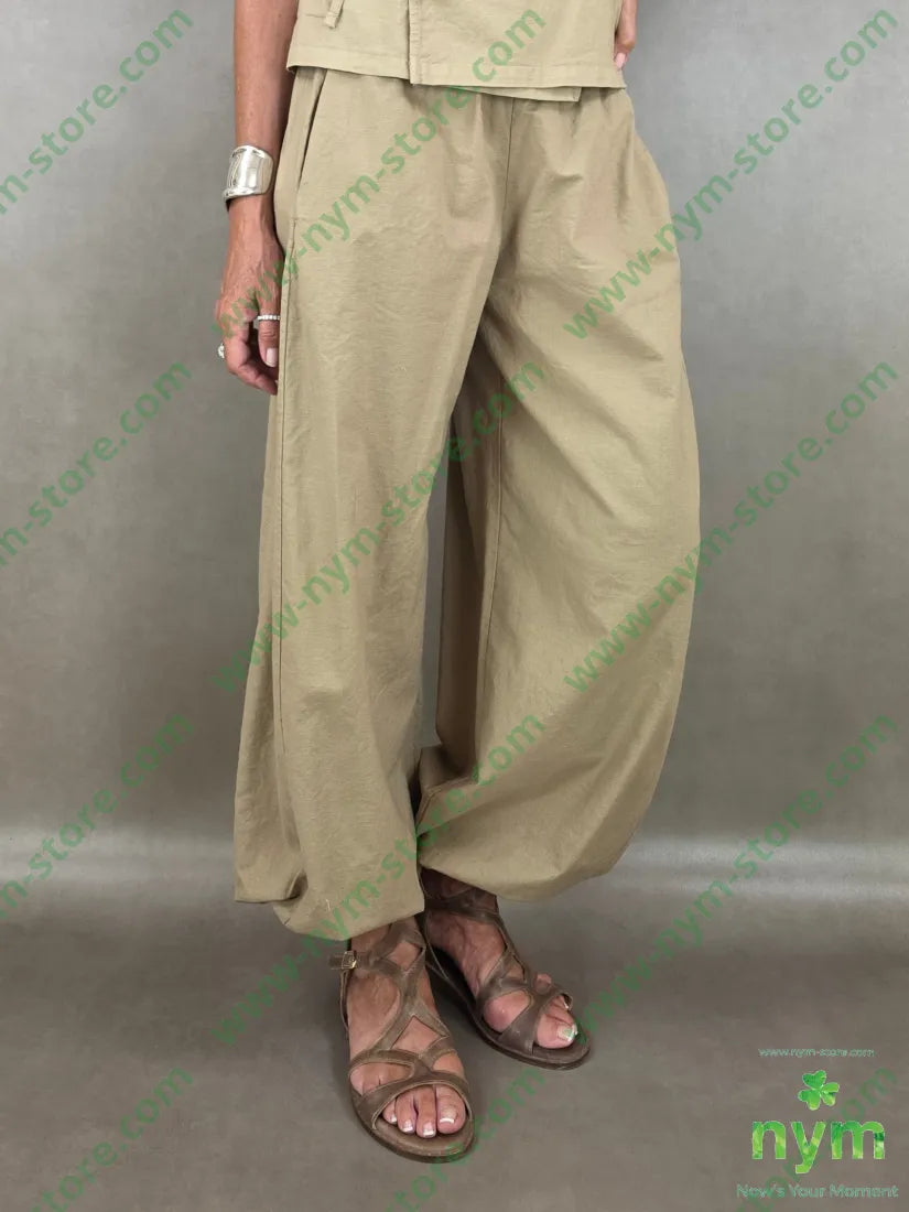 pantalone cotone lino con elastico 85co15li - PANTALONE