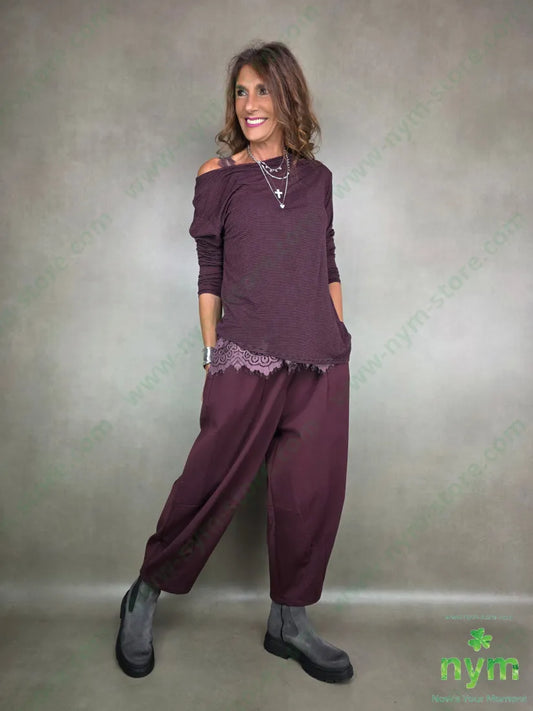 pantalone cuciture fondo ad anfora pm 65vi30ny5ea U / BORDO / AI25 PANTALONE