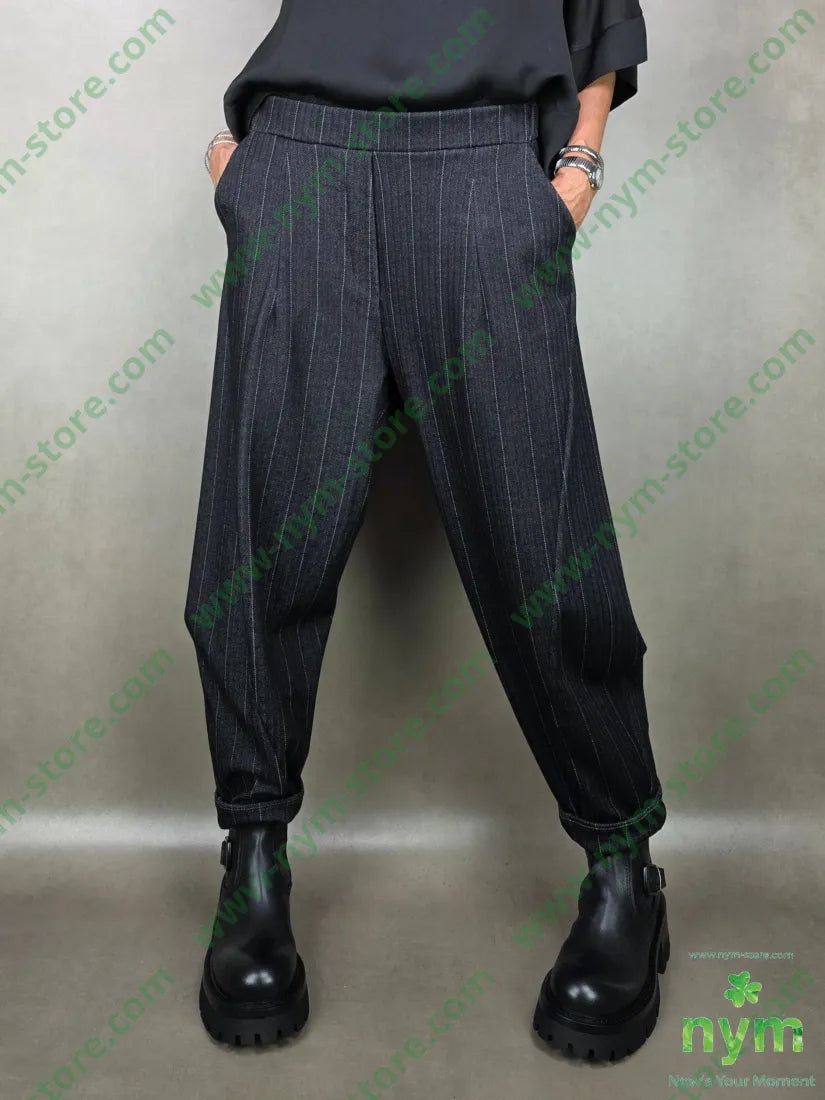 pantalone dettaglio imbuto gessato 65vi30ny5ea U / ANTRACITE / AI25 PANTALONE