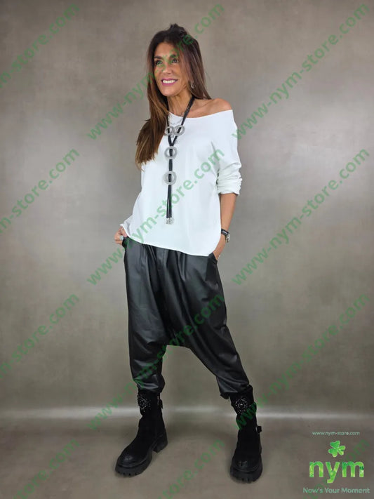 pantalone ecopelle felpato 96pl4ea U / NERO / AI25 PANTALONE