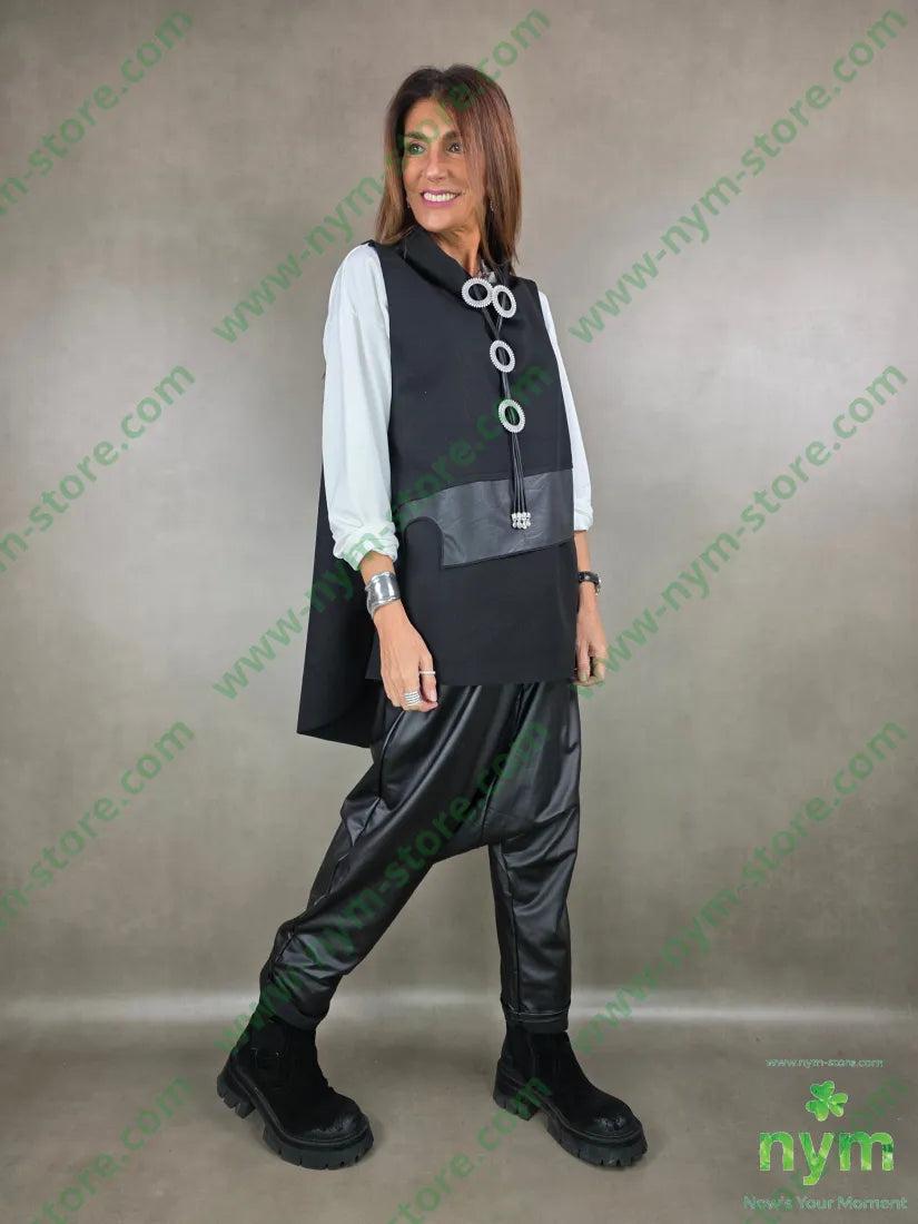 pantalone ecopelle felpato 96pl4ea U / NERO / AI25 PANTALONE