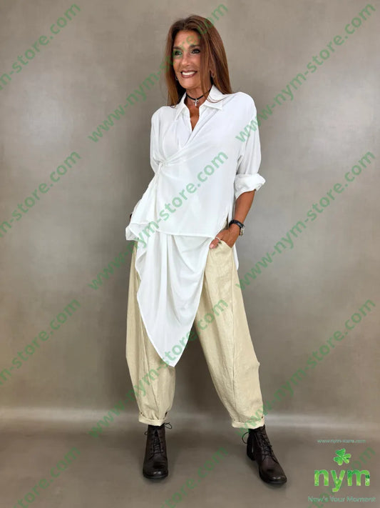 pantalone effetto perlato tasche ad asola 53vi34ny13pl - U / BEIGE / AI26 - PANTALONE