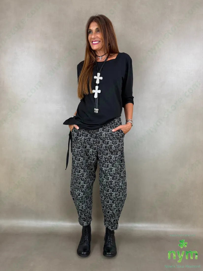 pantalone fantasia astratta tasche asola 65co20ny5ea - U / NERO / AI26 - PANTALONE