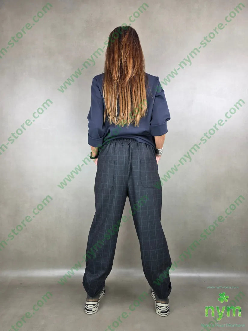 pantalone fantasia con quadri 80pl15vi5ea U / ANTRACITE / AI25 PANTALONE