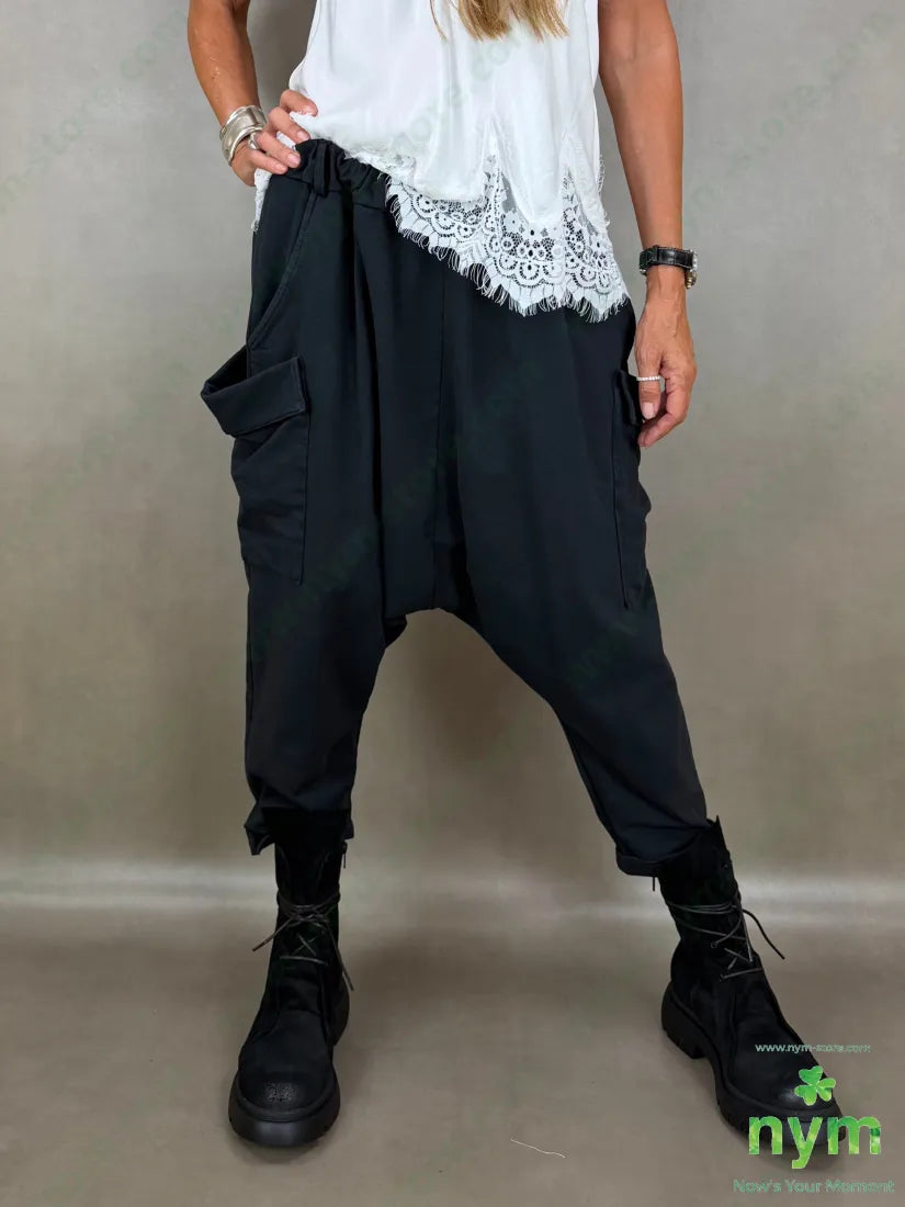 pantalone felpa maxi tasconi N 95co5ea - U / NERO / AI26 - PANTALONE