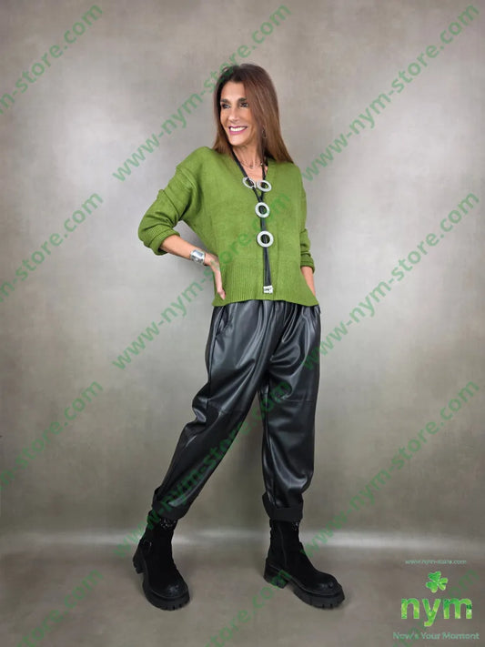 pantalone finta pelle 40pu55pl5ea U / NERO / AI25 PANTALONE