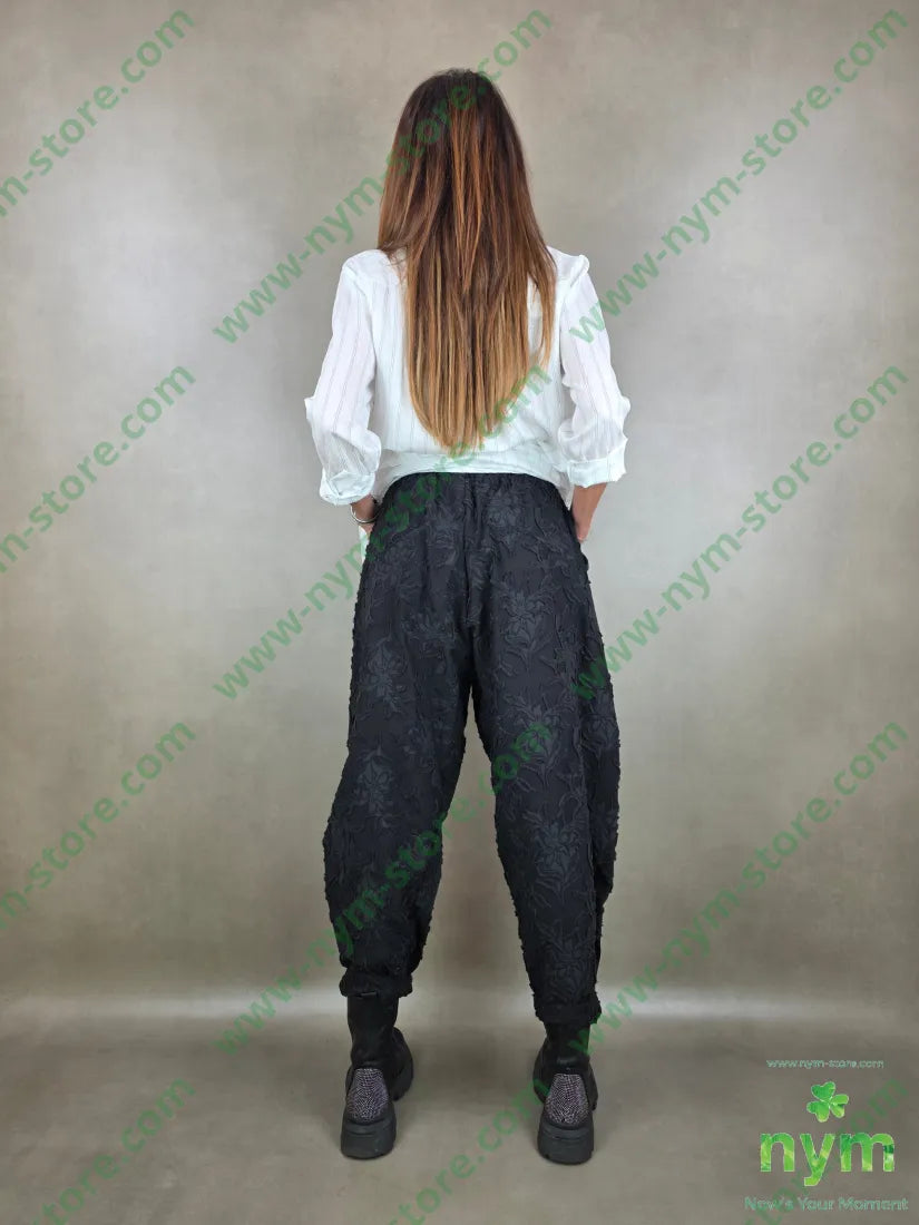 pantalone fiore rilievo 58co31vi11pl U / NERO / PE26 PANTALONE