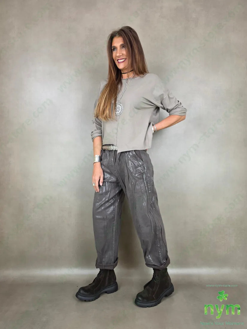 Pantalone gabardina placcata 97co3ea - U / MARRONE / AI26 - PANTALONE