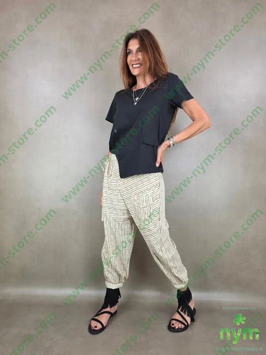 pantalone gessato tratti pareo e tasca 75vi25ny - U / SABBIA / PE26 - PANTALONE