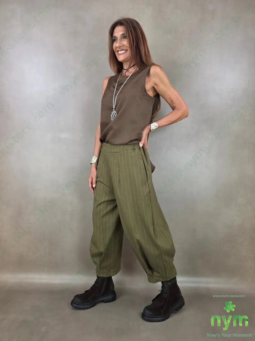 pantalone gessato wide pinces fondo 55vi41pl4ea - PANTALONE
