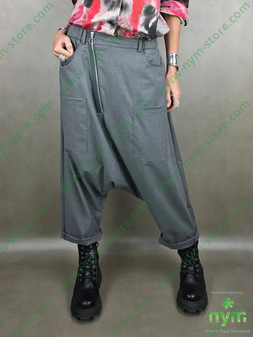 pantalone harem zip e tasconi 64pl33vi3ea U / GRIGIO C. / PE26 PANTALONE