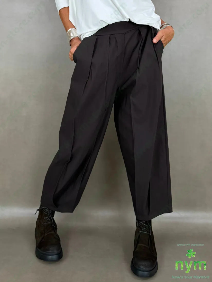 pantalone in bengalina pinces cucite 79vi19ny2ea - U / MARRONE / AI26 - PANTALONE