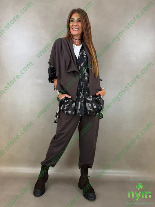 pantalone in felpa pinces gamba 100co - U / MARRONE / AI26 - PANTALONE