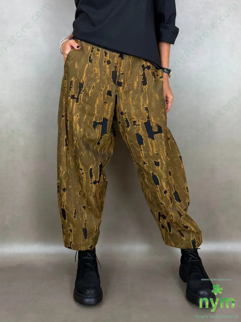 Pantalone inserto tulle tasche asola - U / SENAPE / AI26 - PANTALONE