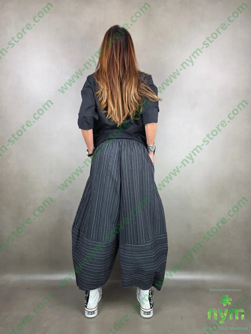 pantalone largo gessato stropicciato 43co43tc14pa U / NERO / PE26 PANTALONE